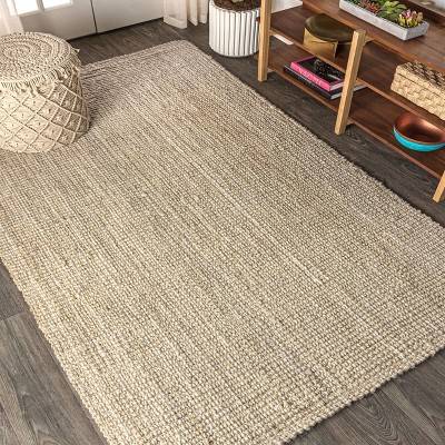 Hiro Hand Woven Chunky Jute Ivory 3 x 5 Rectangular Area Rug