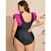 Whizmax Women's Plus Size Tummy Control Swimsuit One Piece Slimming Bathing Suit Halter Push Up V Neck Swimwear - 4 of 4