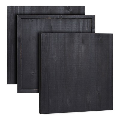 Bright Creations 3 Pack Unfinished Wood Plaque for Crafts with Hardware Included for DIY Signs, Paintings, Black, 12x12 In