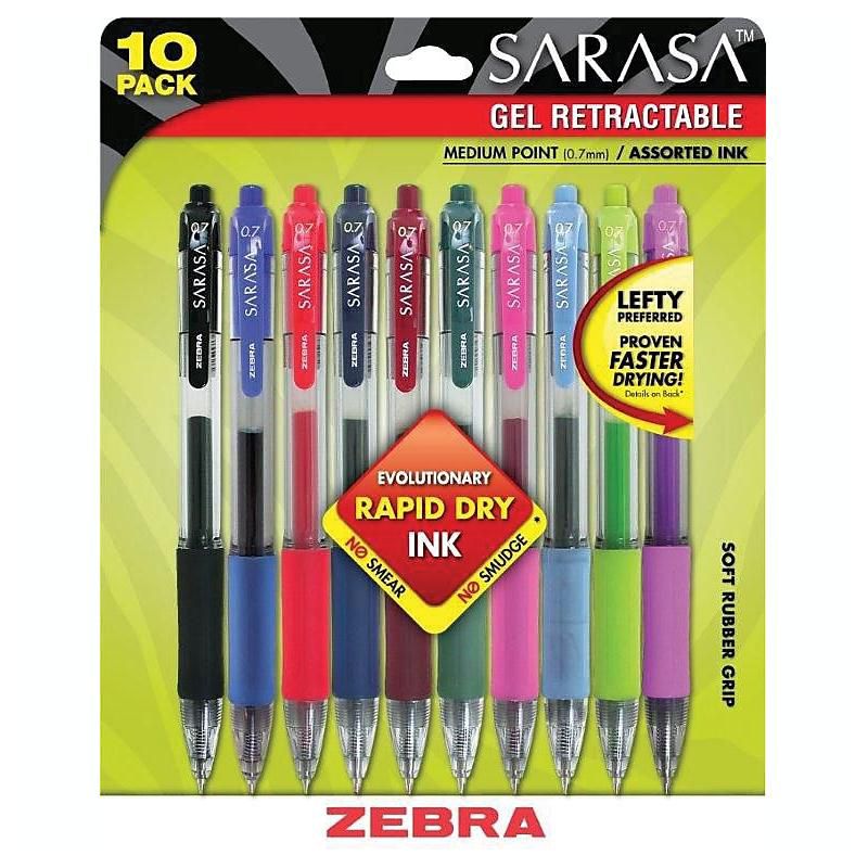 Zebra Sarasa Retractable Gel Pen Assorted Ink Medium 10/Pack 46881, 5 of 6