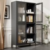 ORRD Black Metal Display Cabinet with 4 Glass Doors, Adjustable Shelf Bookcase for Home Office, Classic Storage Cabinet for Living Room - 3 of 4