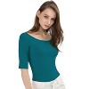 INSPIRE CHIC Women's Half Sleeves Scoop Neck Fitted Layering Soft T-Shirt - 3 of 4