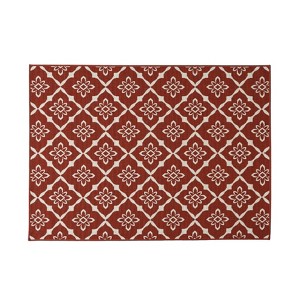FONTOI Woven Area Rugs, Geometric Rugs,Indoor and Outdoor Floor Mat Carpet for Home Living Room Backyard Patio Deck Porch, Red, 84"*0.16"*63" - 1 of 4