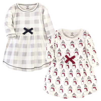 Touched by Nature Big Girls and Youth Organic Cotton Long-Sleeve Dresses 2pk, Snowman