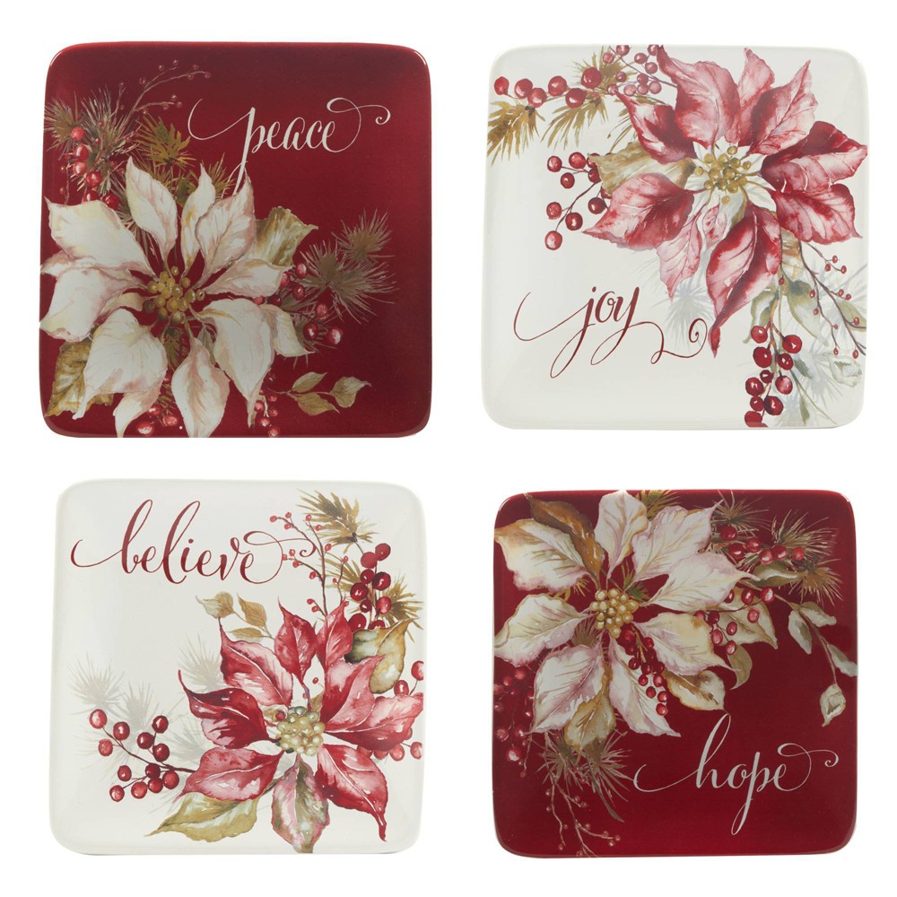 Photos - Plate Certified International Set of 4 Winters Joy Assorted Canape  