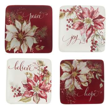 Certified International Set of 4 Winters Joy Assorted Canape Plates