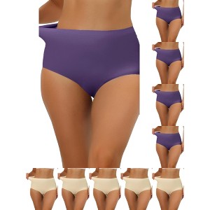 INSPIRE CHIC Women's Elastic High-Waisted Unlined Breathable No-Show Hipster Underwear 10 Packs - 1 of 4