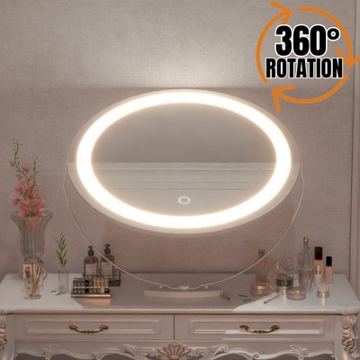 ONWITH 19" Vanity Makeup Mirror with 3 Colors Lights Dimmable LED Mirror