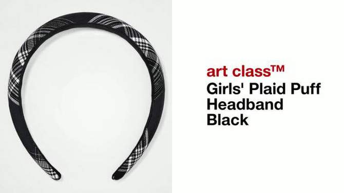 Girls&#39; Plaid Puff Headband - art class&#8482; Black, 2 of 5, play video