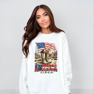Simply Sage Market America Vibes Cowboy Boots Garment Dyed Sweatshirt - 1 of 4