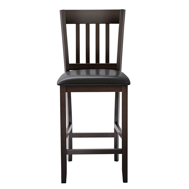 Tangkula Set of 2 Bar Stools Counter Height Pub Chairs w/ PU Leather Seat&Rubber Wood Legs, 3 of 9