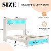 AMERLIFE Bed Frame with Drawers, LED, Bookcase Headboard, Charging, Shelves - 2 of 4