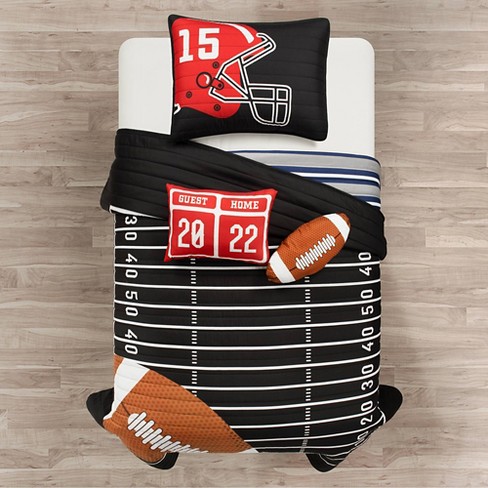 4pc American Football Reversible Oversized Quilt Set Black/navy ...