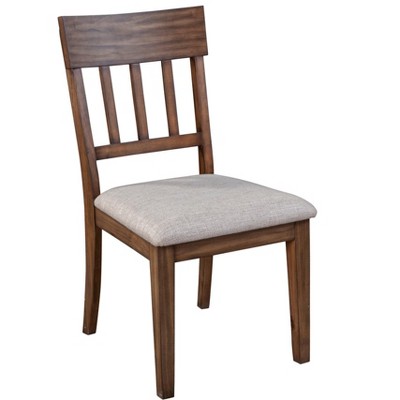 Mystic Brown Upholstered Wood Slat Back Side Chair