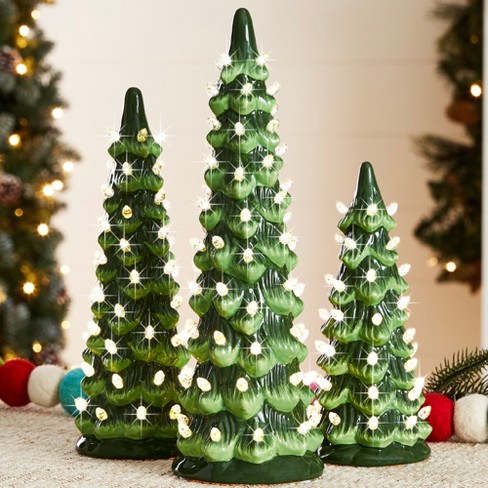 battery operated ceramic tabletop christmas tree