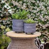 Gulches 2 Piece Ceramic Aztec Planters w/ Saucers, Sizes 4.5x4.5x4.5" & 6x6x5.75" - Perfect for Hall, Bedroom, Florist etc. - 2 of 4