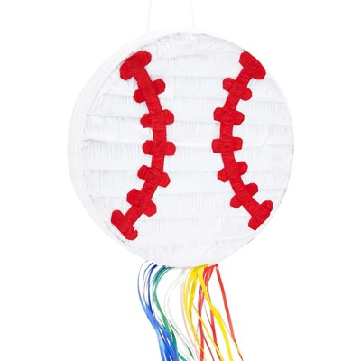 Blue Panda Baseball Pull String Pinata for Sports Theme Party Supplies, Kids Birthday, Small 12.75 inches