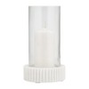 Modern Pillar Candle Holder with Glass Hurricane Cover Marble Base Elegant Tabletop Decor for Living Room Bedroom or Office - 11" White - 3 of 4