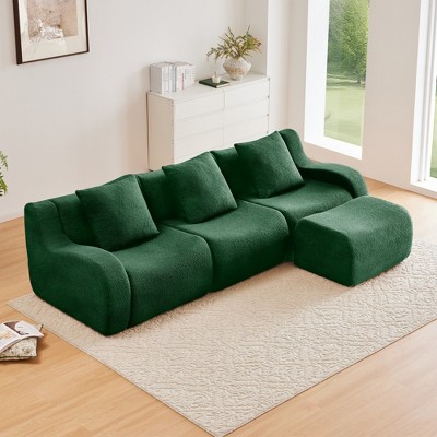 SKRAN Fabric Boneless Sofa, Curved Deep Seat  Couches, Streamlined Design No Assembly Required for Living Rooms and Bedrooms