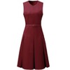 INSPIRE CHIC Women's Round Neck Sleeveless Zip Front Belted Fit Flare Work Dresses - 2 of 4