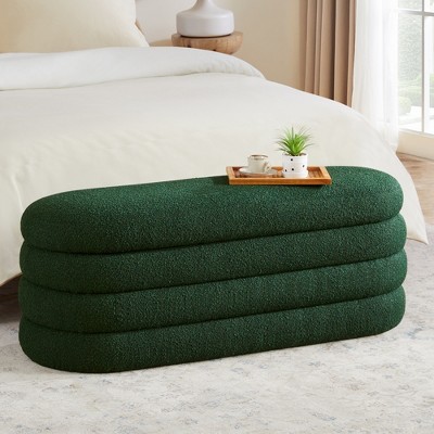 Gericco 49.2" Storage Ottoman Bench Upholstered Fabric Storage Bench for Bedroom End of Bed Aesthetic Large Oval Storage Ottoman