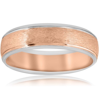 Pompeii3 Mens Rose & White 14K Gold Two Tone Band