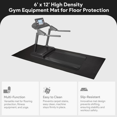 Black 6 x 12 Feet High-Density Slip Resistant Treadmill Mat