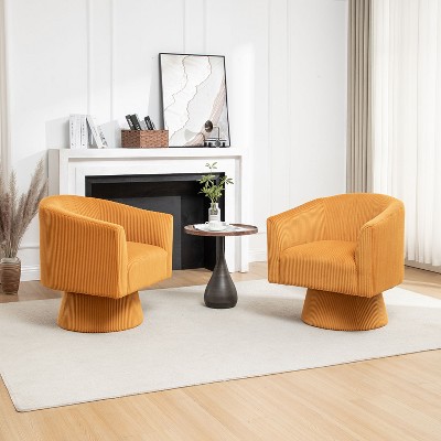 SEYNAR Mid Century Modern Velvet 360 Degree Swivel Accent Chair Set of 2