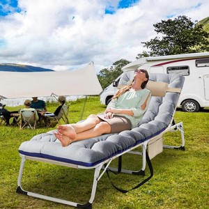 Heavy Duty Tanning Chair, Outdoor 5-Position Folding Chaise Lounge Chair with 2 Sided Mattress - 1 of 4