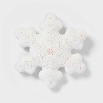 Image of 16''x16'' Snowflake Shaped Trad Holiday Decorative Pillow Ivory - Threshold™