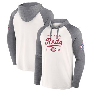 MLB Cincinnati Reds Men's White Long Sleeve Lightweight Bi-Blend Hooded Sweatshirt - 1 of 3