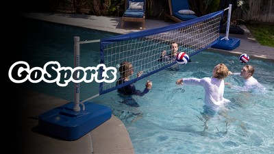Elite Adjustable Blue and White Pool Volleyball Game Set