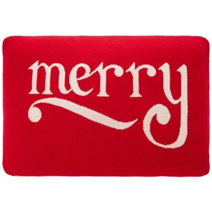 Be Merry Pillow - Red - 16"X24" - Safavieh - 1 of 3