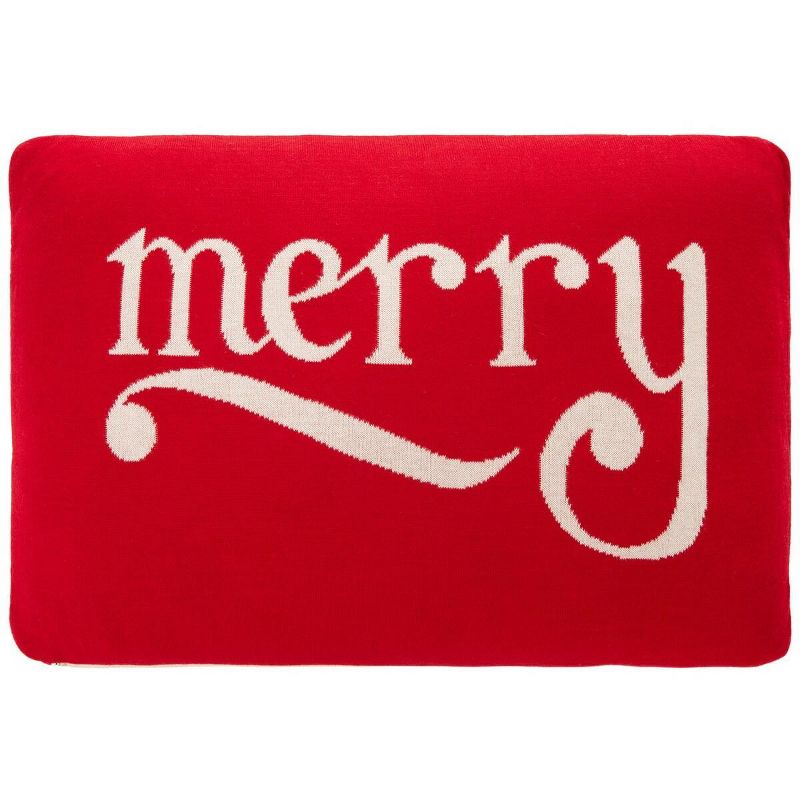 Be Merry Pillow - Red - 16" X 24" - Safavieh., 1 of 4