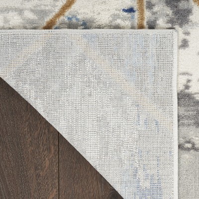 Elation Gray and Blue Geometric 5' x 7' Area Rug