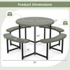 Costway Round Picnic Table Bench Set with 4 Benches Umbrella Hole All Weather Tabletop White/Green/Gray/Black - 3 of 4