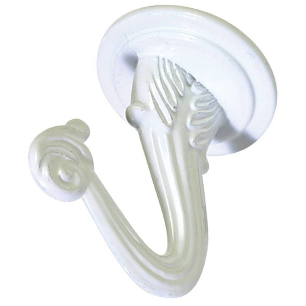 Hillman 2pk Swag Hooks White: Steel Screw Hooks for Ceiling, 30lb Capacity, 1.6" Height, 1.1" Length, 1.2" Width