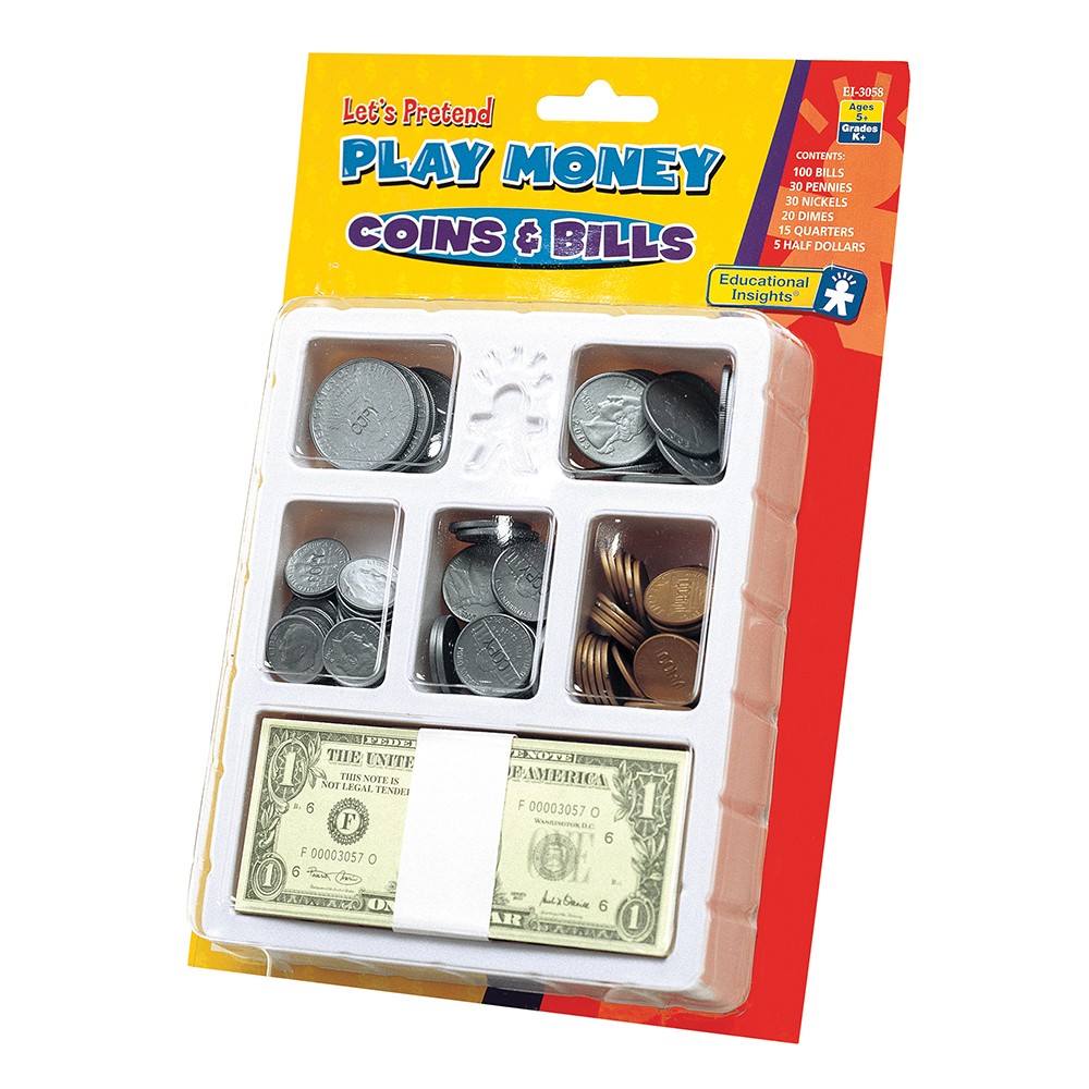 Photos - Role Playing Toy Educational Insights Play Money - Coins & Bills Tray: 200-Piece Set for Teaching Money Concepts 
