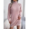 Coolmee Women's Long Sleeve Sweater Dress Turtle Mock Neck Rib Knit Bodycon Sweater Fall Outfits Mini Dress - 2 of 4