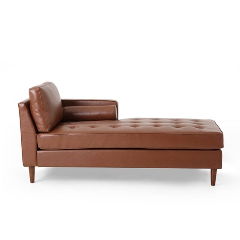 Leather chaise lounge chair with online arms