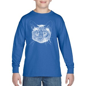 LA Pop Art Boy's Word Art Long Sleeve - Siamese Cat - 1 of 4