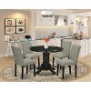 HomeStock 5-Piece Round Black Finish Solid Wood Top Dining Table with 4-Parson Chair - 2 of 4