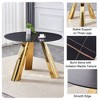 CENGHU Marble Grained Stone Round Dining Table, 42" Stainless Steel Leg Dining Table for 4-6 Pepole, 3-legged Coffee Table for Dining Room, Office - 4 of 4