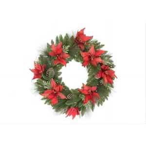 Snow-Covered Multicolored Pine Needle PVC Mixed Front Door Fireplace Christmas Wreath Vine Decoration - 1 of 1