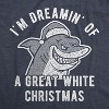 Mens I'm Dreamin' Of A Great White Christmas T Shirt Funny Holiday Shark Graphic Tee - Crazy Dog Men's T Shirt - 2 of 4