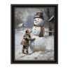 HomeRoots Boy Building A Snowman Black Framed Wall Art - 4 of 4
