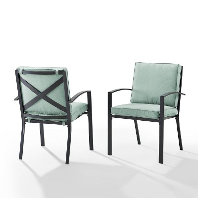 Kaplan Outdoor Dining Chairs with Green Cushions, Set of 2