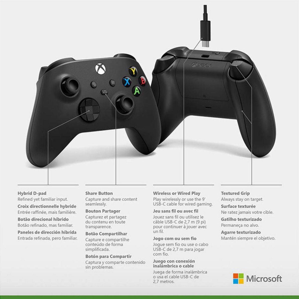 Microsoft Xbox Wireless Controller with USB-C Cable, Carbon Black (2-Pack) - thumbnail 7