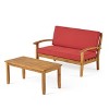 GDFStudio Keanu Outdoor Acacia Wood Loveseat and Coffee Table Set with Cushions - 2 of 4