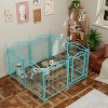 32 inch 8 Panels Metal Dog Pen Pet Dog Fence Outdoor Exercise Pen with Doors Blue - 2 of 4
